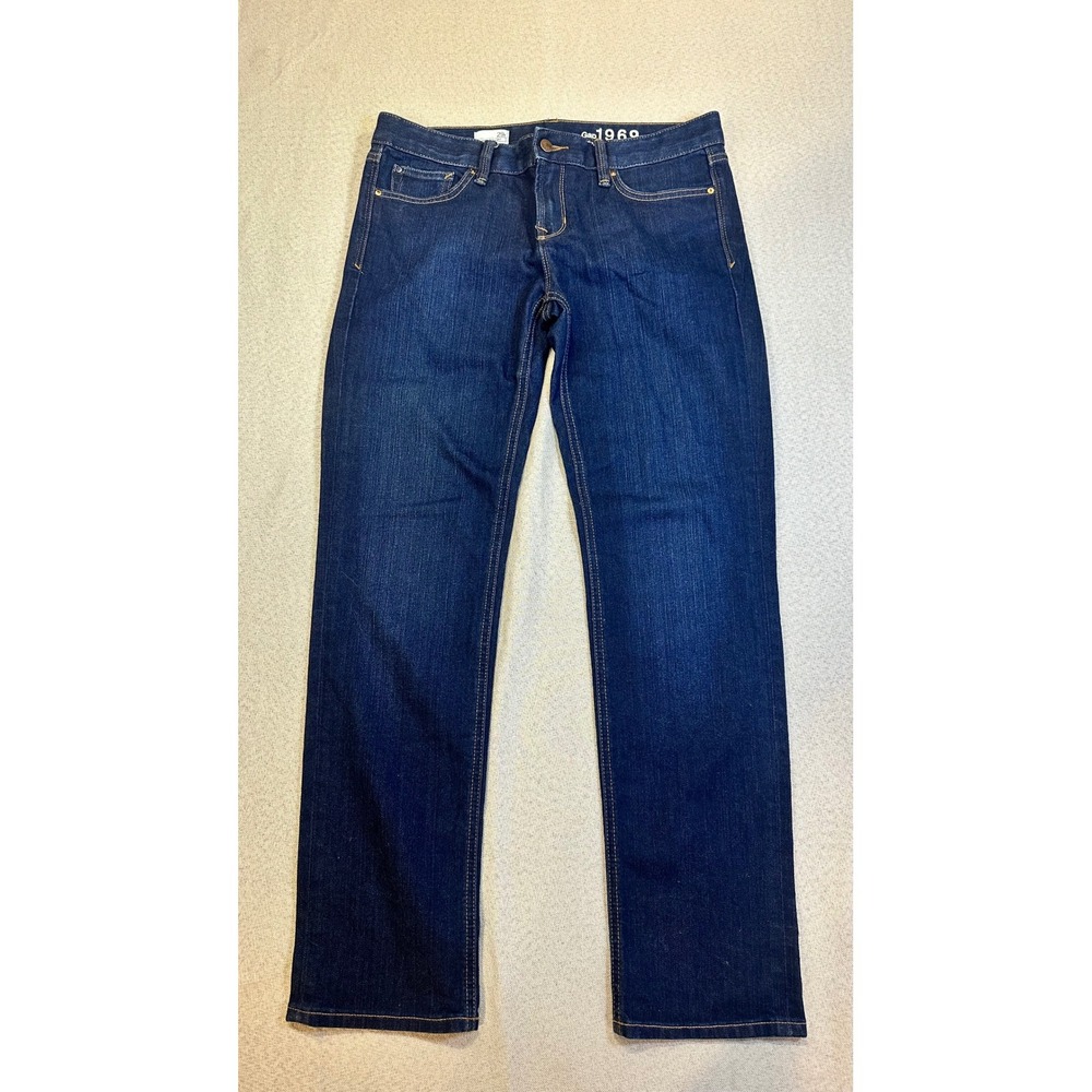 Gap 1969 Real Straight Jeans Womens 29r Dark Wash Denim Stretch S/364618-00
